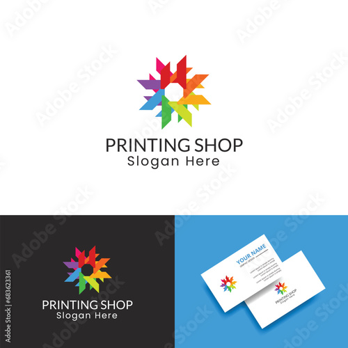 Creative logo design for printing shop. Print service digital solutions colorful logo design template. Print service logo 