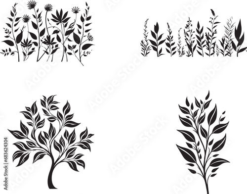 Wallpaper Mural A set of black Tree Roots on white background Torontodigital.ca