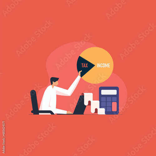 Tax time and Government taxes concept, young businessman calculating business data, taxes and bill payment