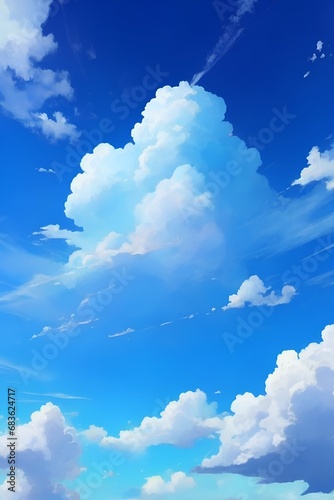 Beautiful blue clouds, vertical composition