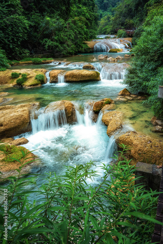 The beautiful stream waterfall in Libo, Guizhou, China