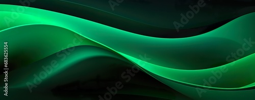 Abstract Dark and Light Green Digital Background - Textured and Layered Forms with Luminous 3D Objects