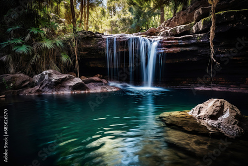 Waterfall in the jungle. Generative Ai