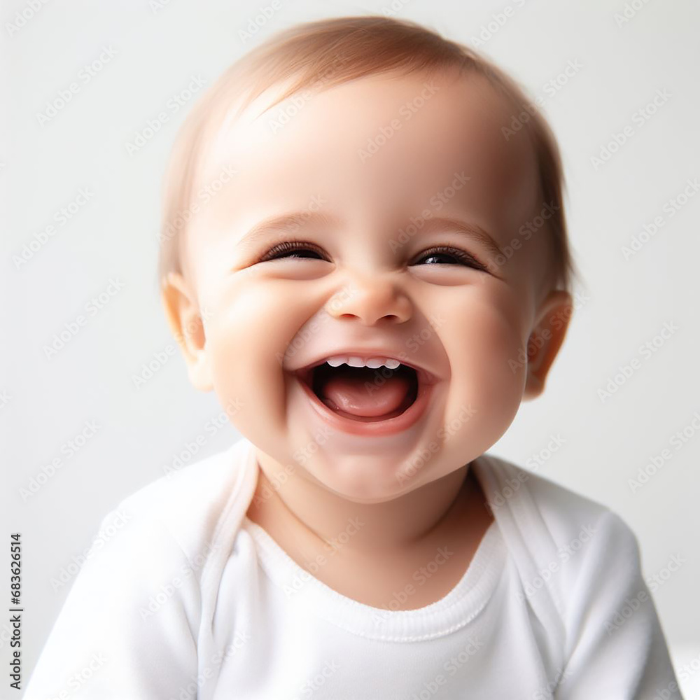 a joyful baby with a big, heartwarming smile on a pure white background. a joyful baby with a big, heartwarming smile on a pure white background.
