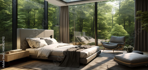 A Luxurious Fusion of Nature and Design with Bedroom by Ai generate.