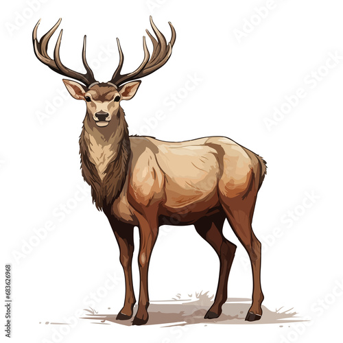 Red deer animal in cartoon style on transparent background  Cervus elaphus Stiker design