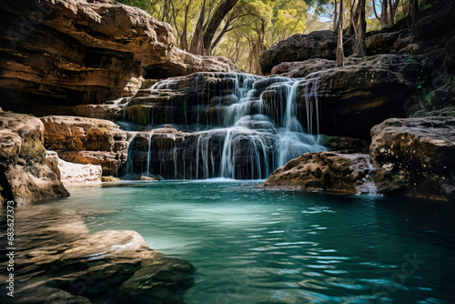 Waterfall in the jungle. Generative Ai