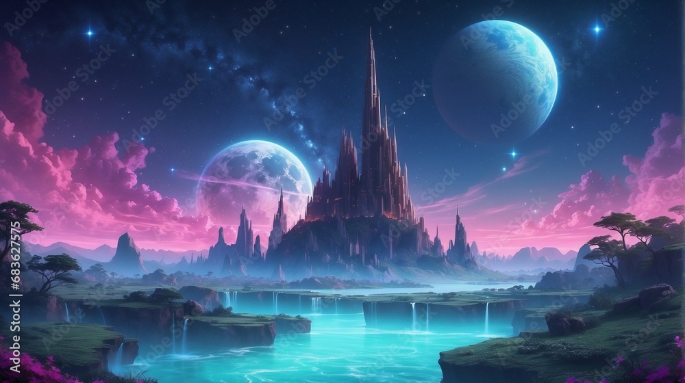 Naklejka premium Beautiful astral peaceful landscape