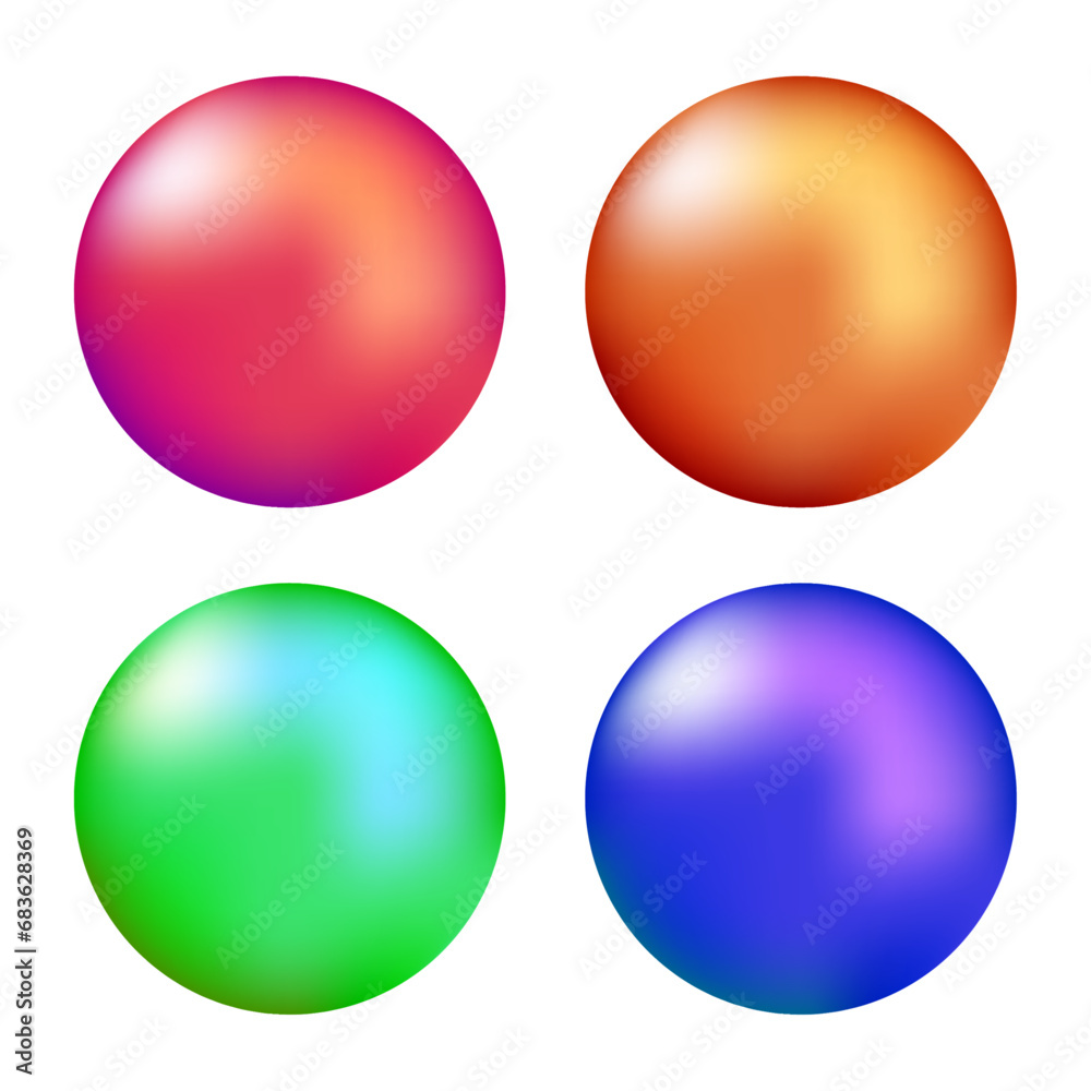 Vector colorful ball realistic glossy 3d sphere ball isolated geometric figure of round sphere