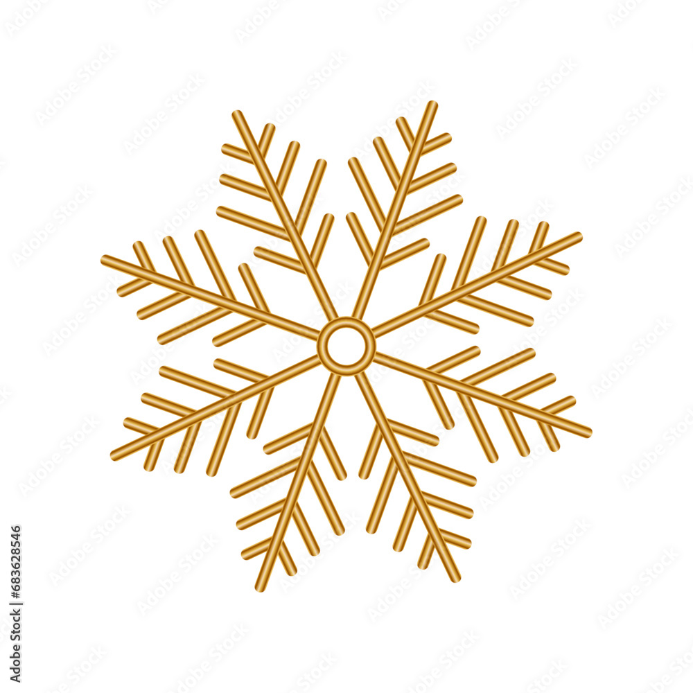 Obraz premium Vector golden snowflake 3d realistic christmas decoration isolated on white background