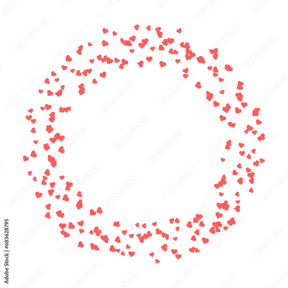 Vector valentines day vector red round frame with heart shapes isolated on a white background Vector valentines day vector red round frame with heart shapes isolated on a white background