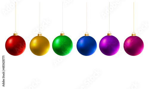 Vector set of realistic christmas ball set of different colors christmas baubles isolated on white