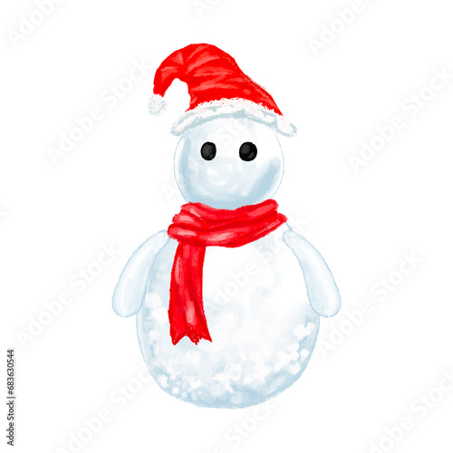 snowman with santa claus hat