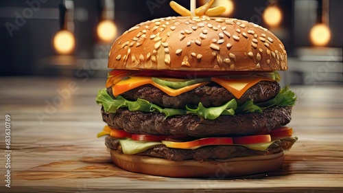 Classic hamburger stock photo  isolated in white