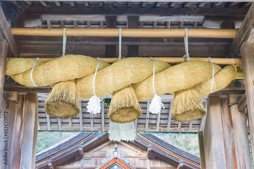 Shimenawa,  lengths of laid rice straw or hemp rope used for ritual purification in the Japanese Shinto religion