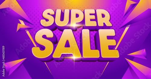 Editable text effect super sale 3d cartoon template style premium vector