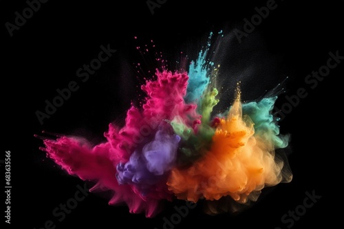 Colored powder explosion isolated on black background. Frozen motion. © evgenia_lo