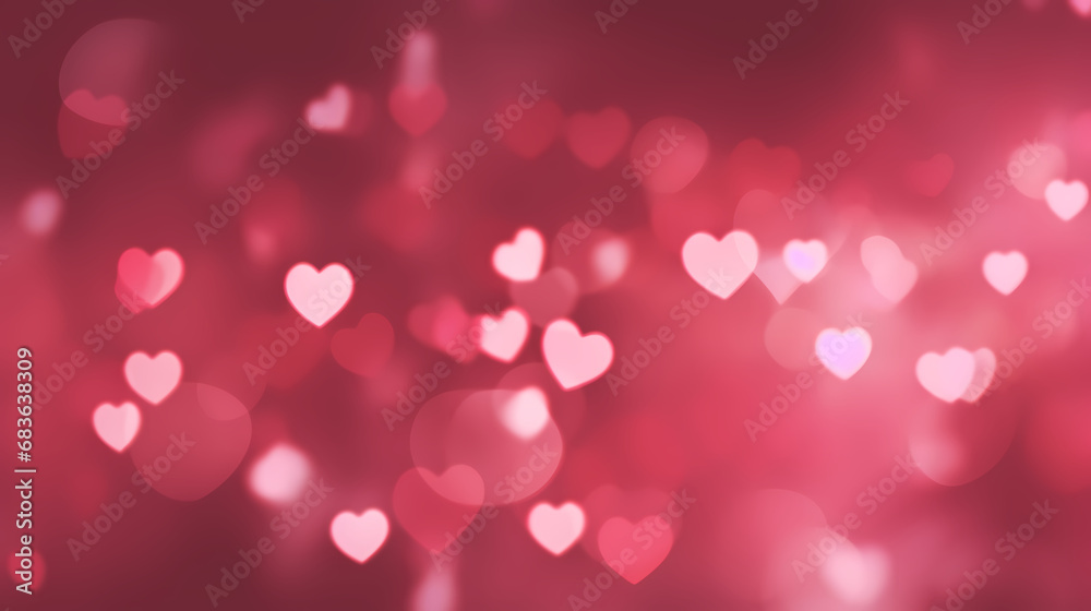 Abstract Bokeh Hearts Pink Background - Love Concept, Valentine's Day
