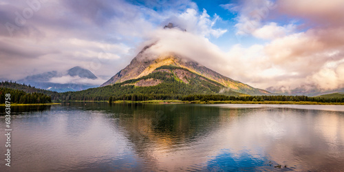 Mount Grinnell at Swiftcurrent Lake in Glacier National Park photo
