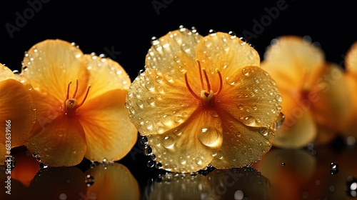 Wet Yellow Apricot Leaves On The Table Blurry Background