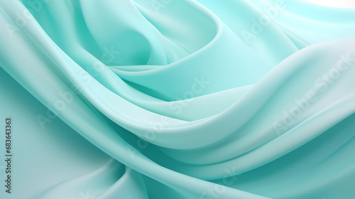 Beautiful silk flowing swirl of pastel gentle calming aqua color and light blue cloth background