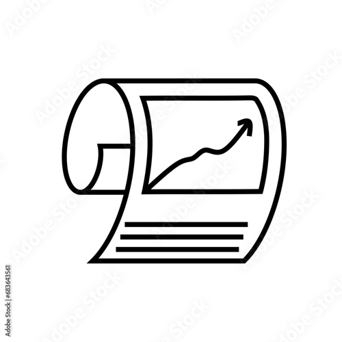 Curved paper line art contains an upward curve