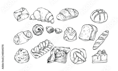 loaf of breads handdrawn illustration engraving