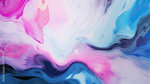  Colorful elegant pastel swirl of blue pink marble painting design background, oil color art canvas paint fluid motion in water, 