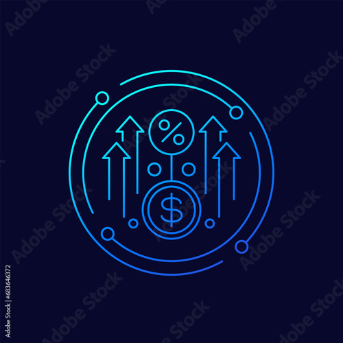 Inflation and high prices icon, linear design