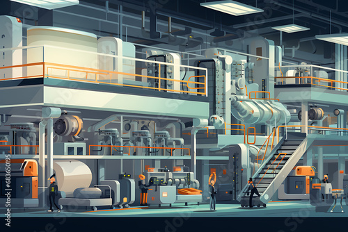 mechine factory illustration (AI Generated) photo