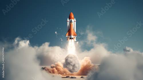 3d rendered space shuttle launch out of the box photo