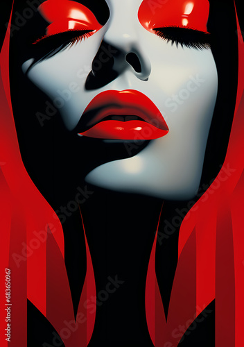 Gothic Expressionism: Surreal Red Lips in Distorted Aesthetics