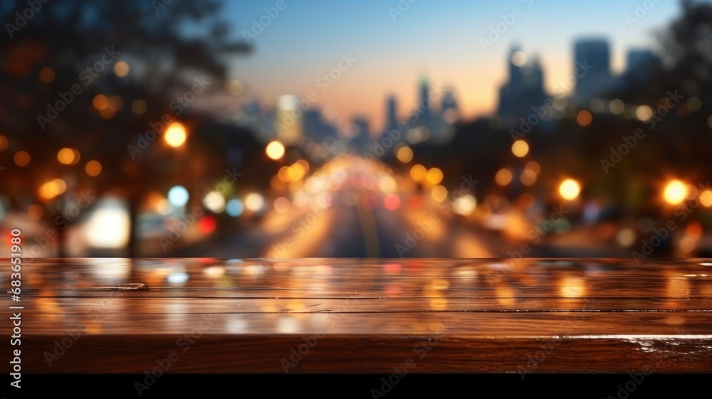 Wooden Table Blur Traffic View Through, Wallpaper Pictures, Background Hd 