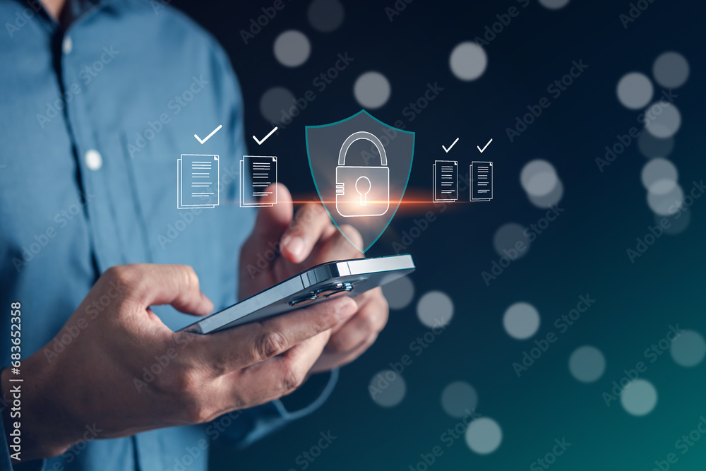 Document Safety and Security Protection System, document database file management and e-document online concept. Document Safety and Security Protection System, document database file management and e-document online concept.