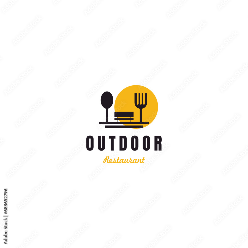 Outdoor restaurant logo design simple minimalist concept Outdoor restaurant logo design simple minimalist concept