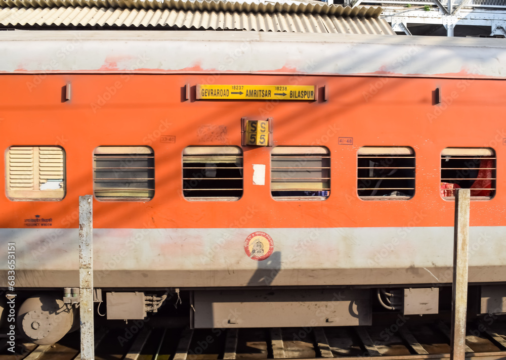 Amritsar India April 20 2023 Indian railway train at Amritsar Amritsar India April 20 2023 Indian railway train at Amritsar