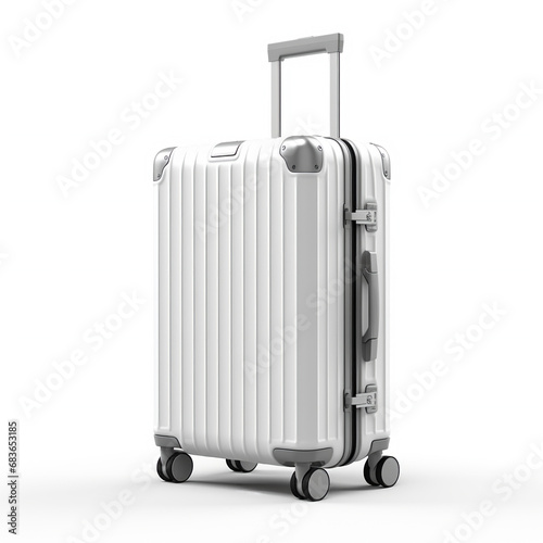 Modern suitcase for travelling on white background, AI Generative.