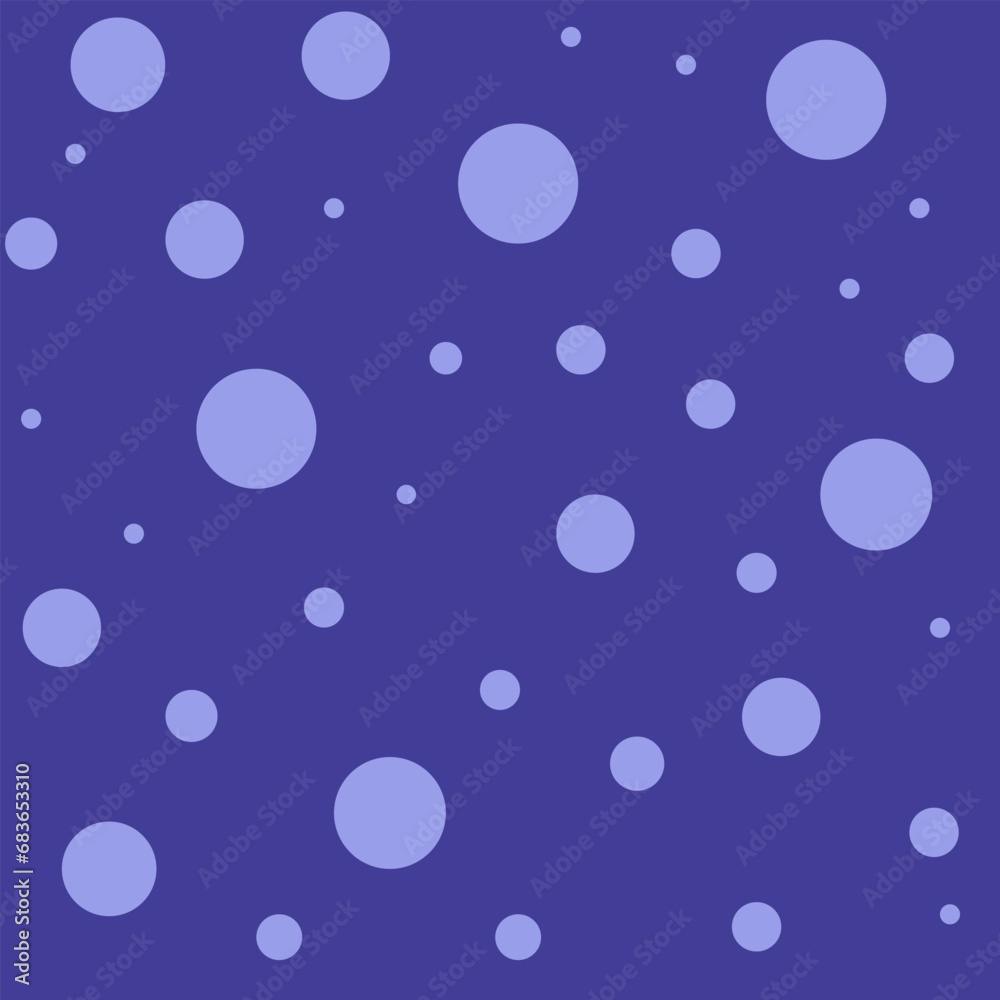 Light  circles isolated on a blue background. Dots of different sizes. Seamless pattern. Background for paper, cover, fabric, textile, dishes, interior decor.