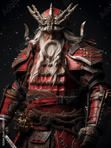 Samurai Santa Claus Concept in Armor 