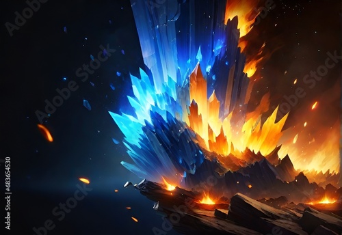 炎と氷の魔法エネルギー概念エフェクト魔法石 photo