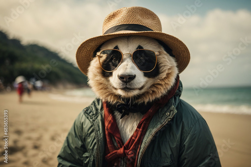 Panda at the beach