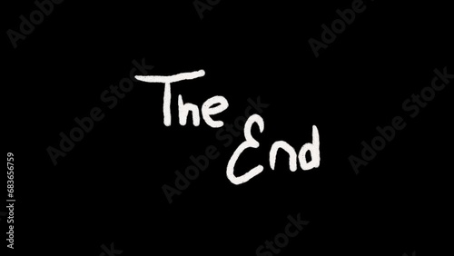 the end word, hand drawn lettering animation for ending video photo