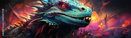 Close-Up Of A Tropical Iguana. Illustration On The Theme Of Animals And Nature, Exoticism And Travel. Generative AI