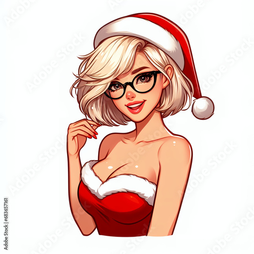 a blonde girl in christmas costumes Illustration photo