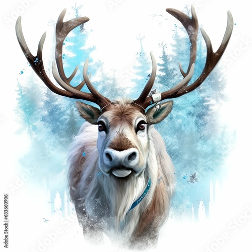 christmas deer on an isolated white background