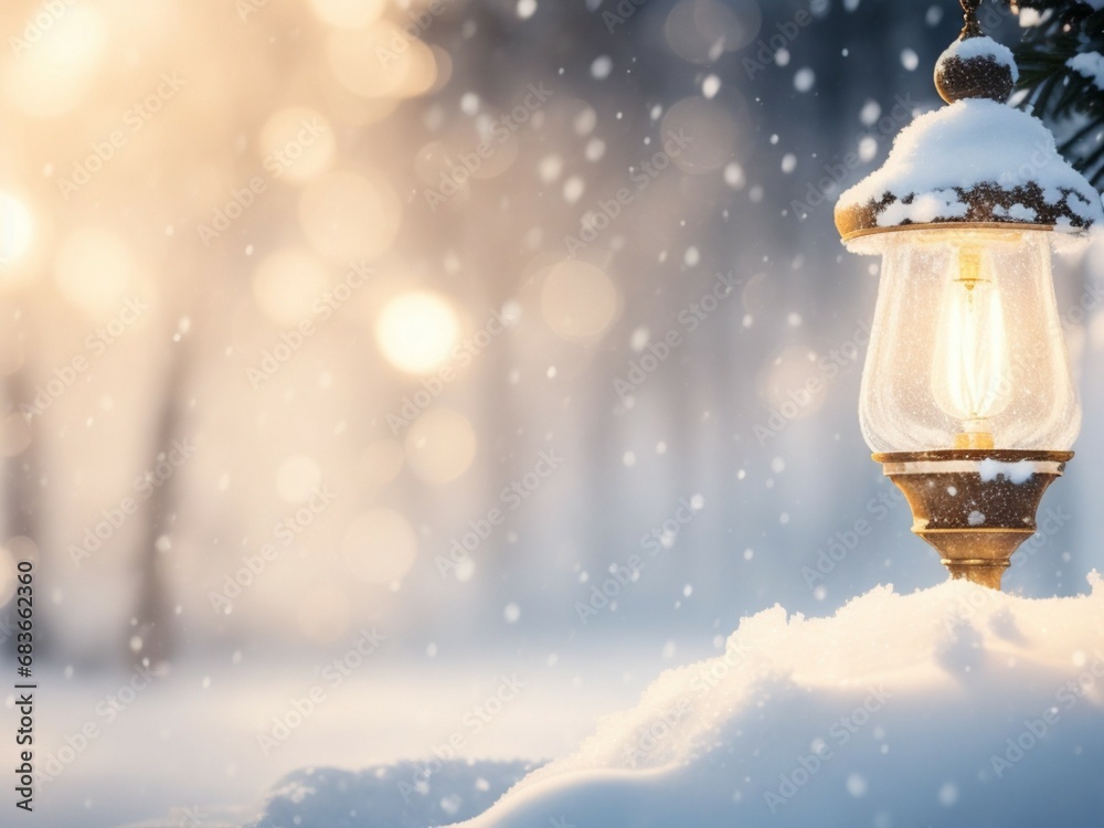Fototapeta premium Illumination and snow blurred background