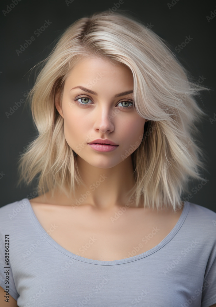 Beautiful Woman Model with blonde Hair in causal look on clear Background Beautiful Woman Model with blonde Hair in causal look on clear Background
