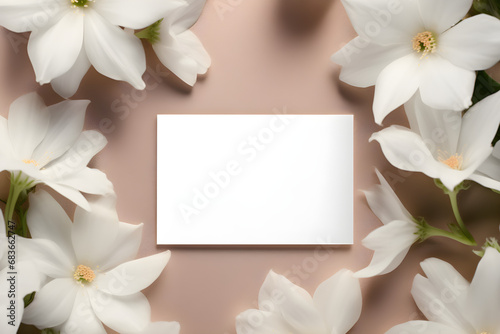 Minimalist feminine style branding / business card mockup on a classic background