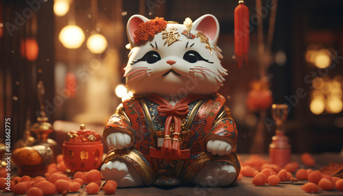 Recreation of a Chinese Lucky Cat, Maneki neko