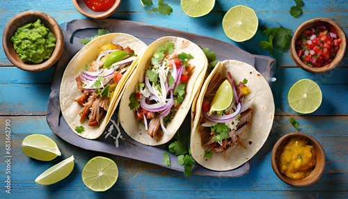 Savor the Flavor: Three Delectable Pork Carnitas Tacos Arrangement